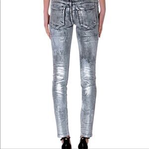 𝅺FAITH Connexion Silver Black Coated Skinny Jeans 27
